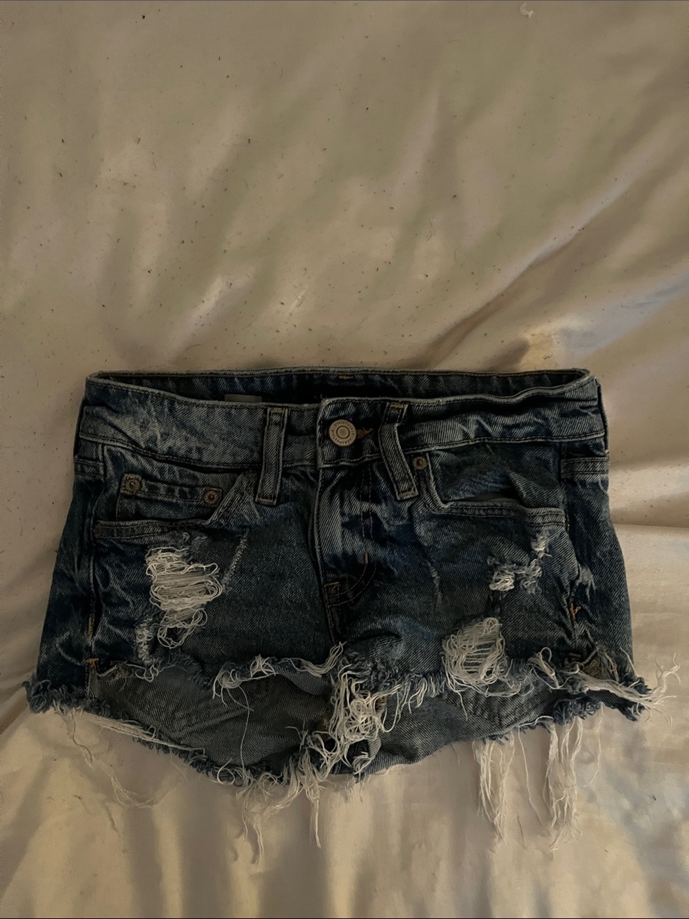 Aeropostale Distressed Dark Blue Denim Cutoff Shorts